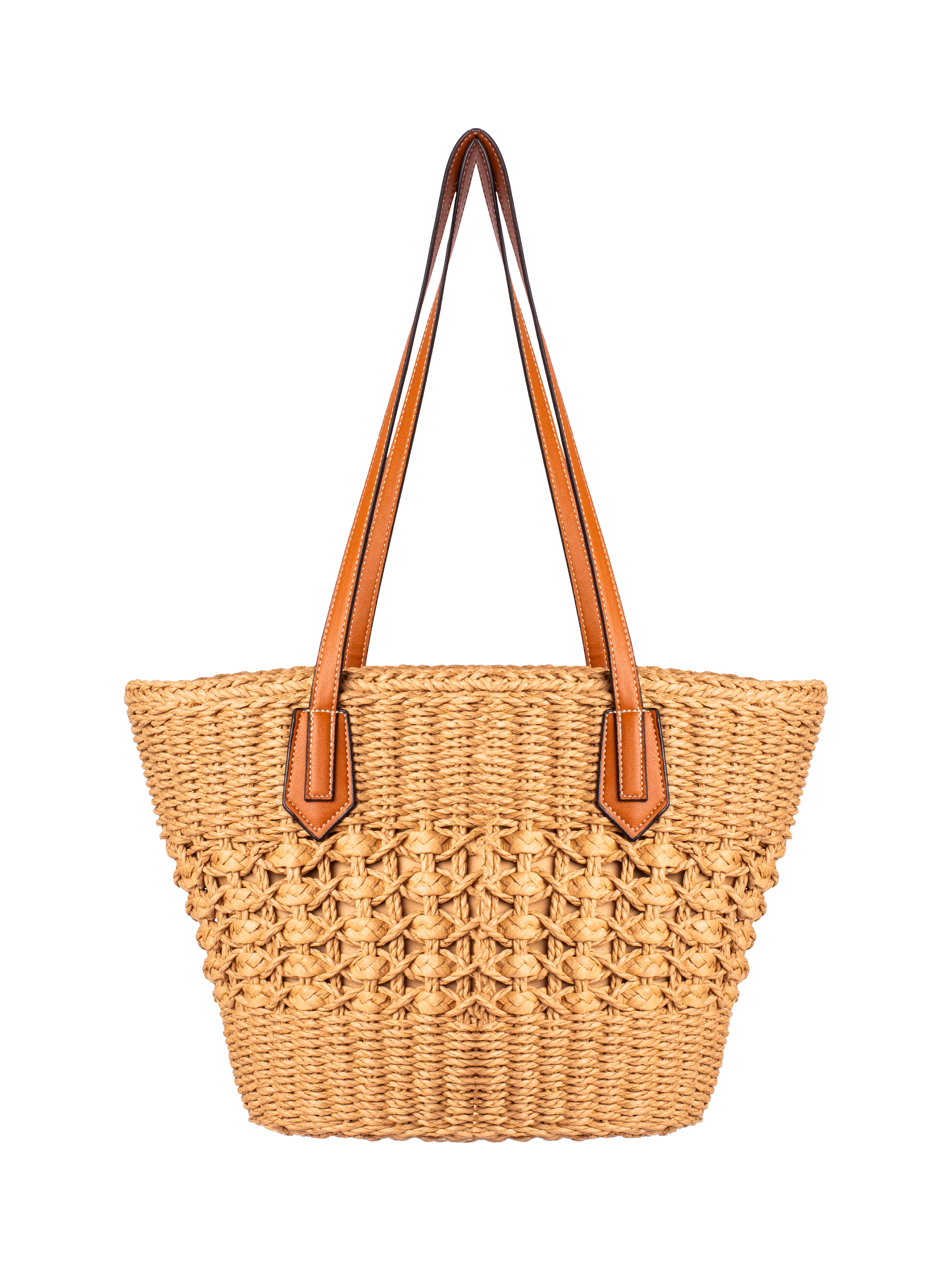 Product image 1 of 3, which shows Bloom & Bay Kiara Woven Basket Bag, Natural