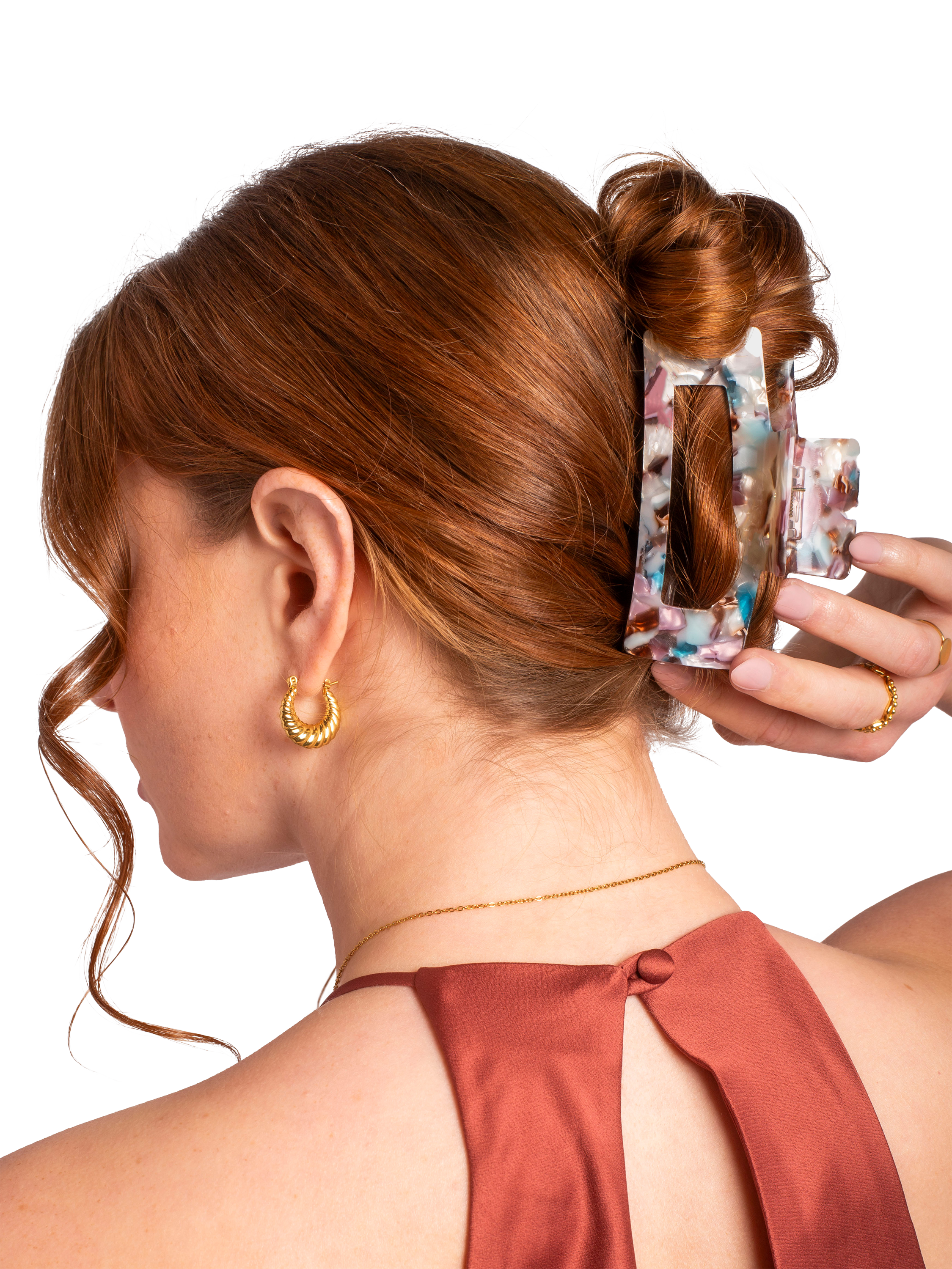 Product image 3 of 3, which shows Bloom & Bay Dahlia Hair Clip, Mauve