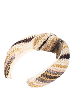Bloom & Bay Cassidy Stripe Raffia Headband, Natural - view 2, Natural