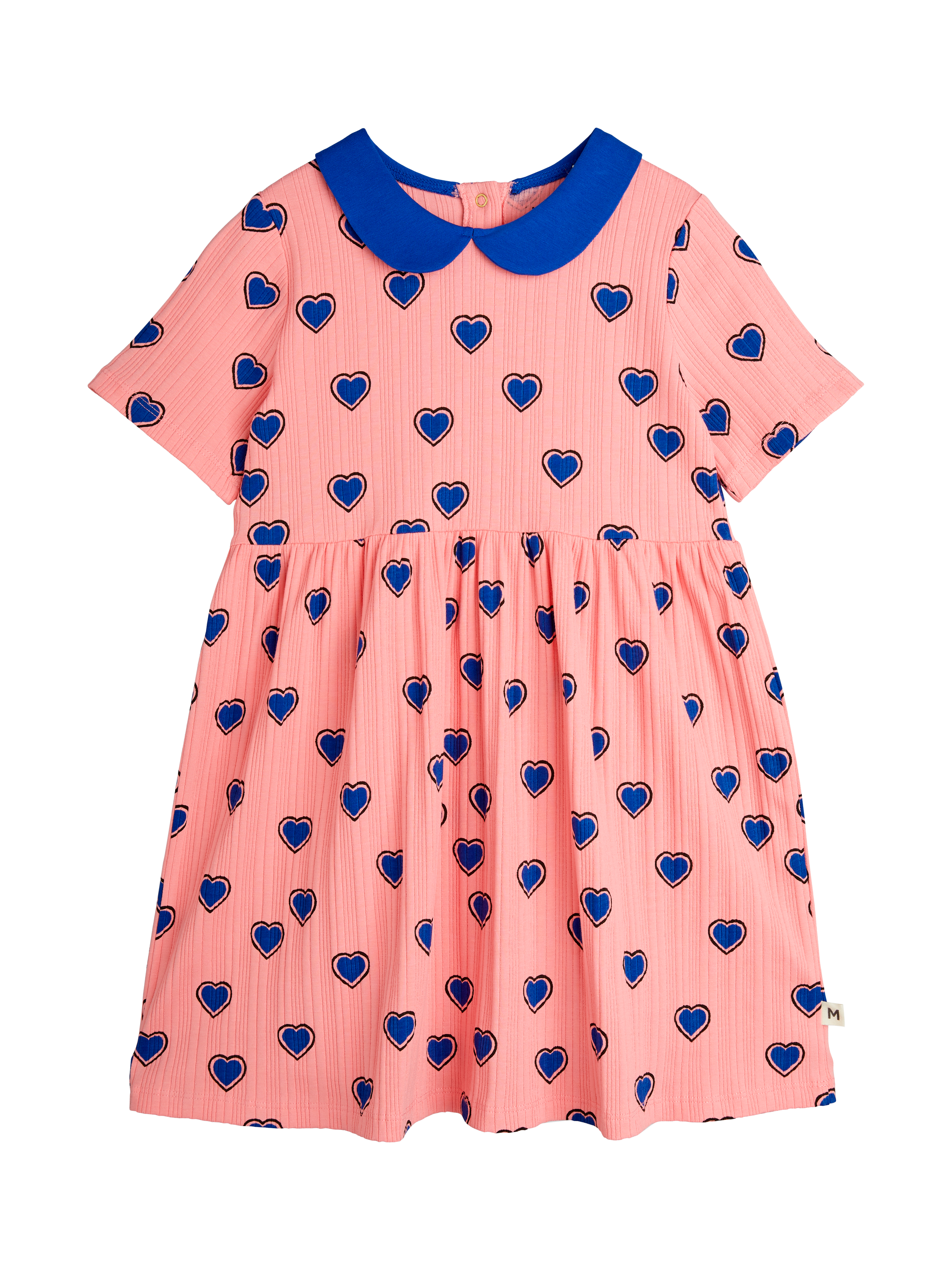 Product image 1 of 4, which shows Mini Rodini Kids' Organic Cotton Blend Dress, Pink Hearts, 18-36 months