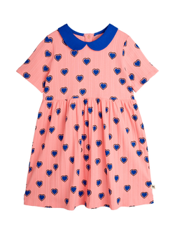 Mini Rodini Kids' Organic Cotton Blend Dress, Pink Hearts, Pink Hearts