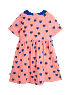 Mini Rodini Kids' Organic Cotton Blend Dress, Pink Hearts - view 2, Pink Hearts