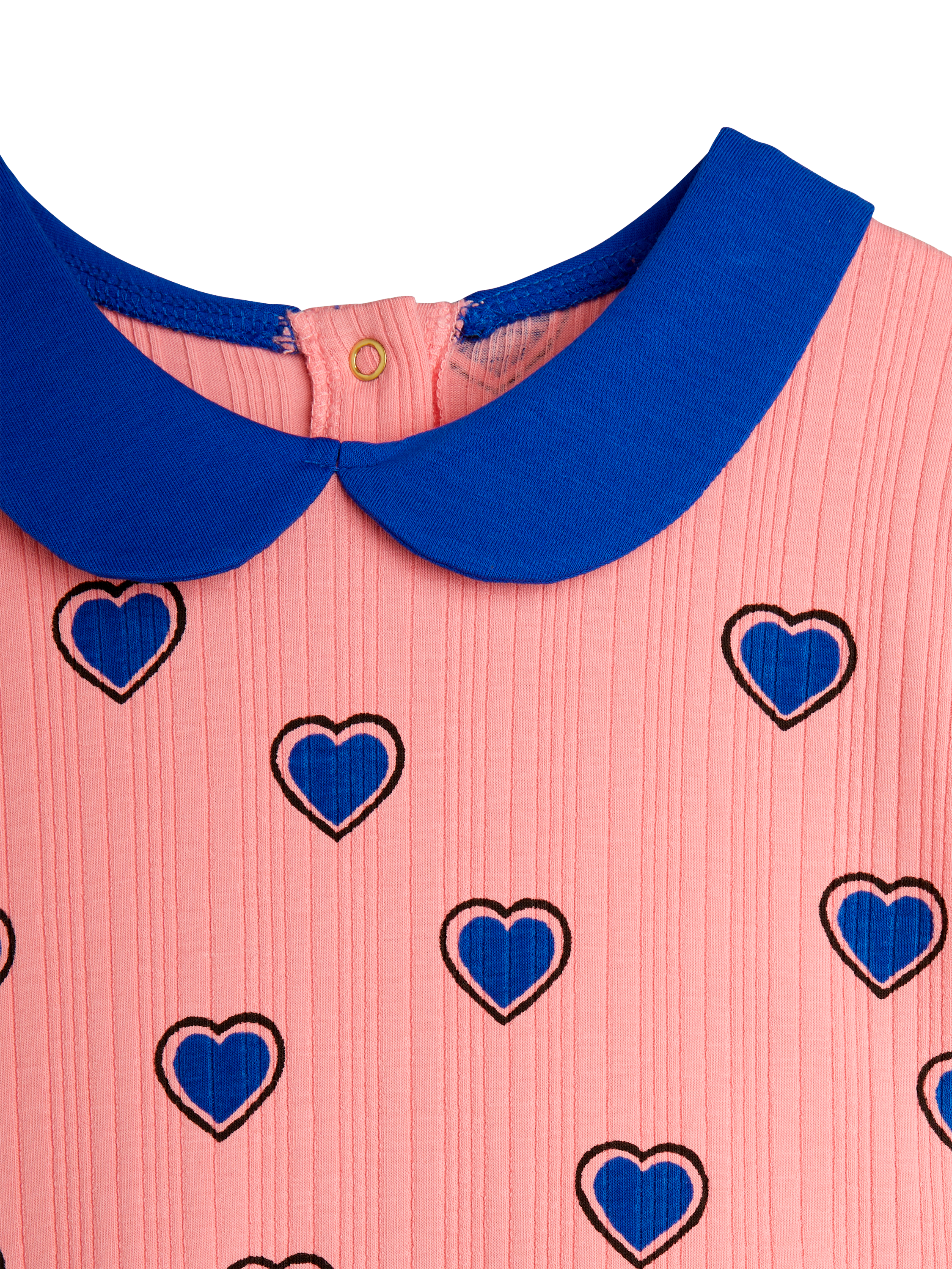 Product image 3 of 4, which shows Mini Rodini Kids' Organic Cotton Blend Dress, Pink Hearts, 18-36 months