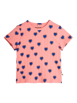 Mini Rodini Kids' Organic Cotton Blend T-Shirt, Pink Hearts, Pink Hearts
