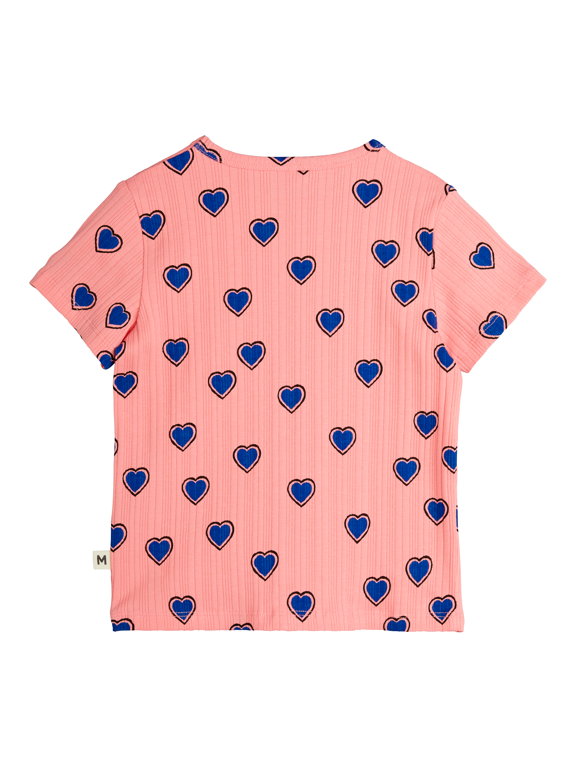 Product image 2 of 3, which shows Mini Rodini Kids' Organic Cotton Blend T-Shirt, Pink Hearts, 1-4 months