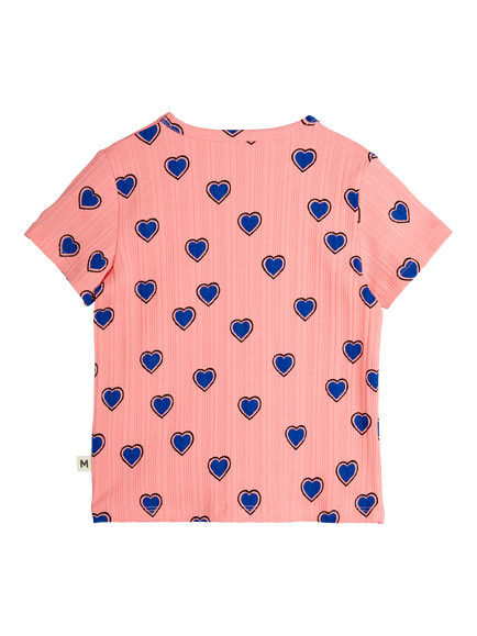 Mini Rodini Kids' Organic Cotton Blend T-Shirt, Pink Hearts - view 2, Pink Hearts