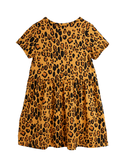 Mini Rodini Kids' Animal Short Sleeve Dress, Leopard Print - view 2, Leopard Print