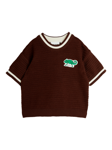 Mini Rodini Kids' Lizard Knitted T-Shirt, Brown, Brown