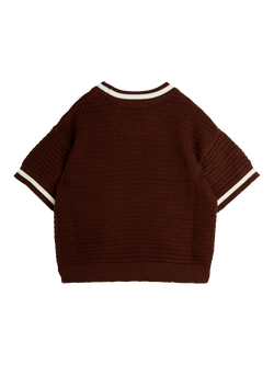 Mini Rodini Kids' Lizard Knitted T-Shirt, Brown - view 2, Brown