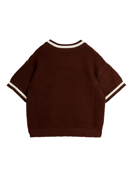 Mini Rodini Kids' Lizard Knitted T-Shirt, Brown - view 2, Brown