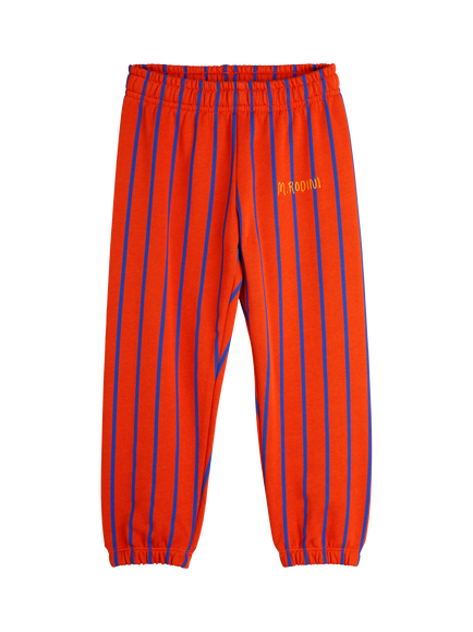 Mini Rodini Kids' Organic Cotton Striped Joggers, Orange Stripe, Orange Stripe