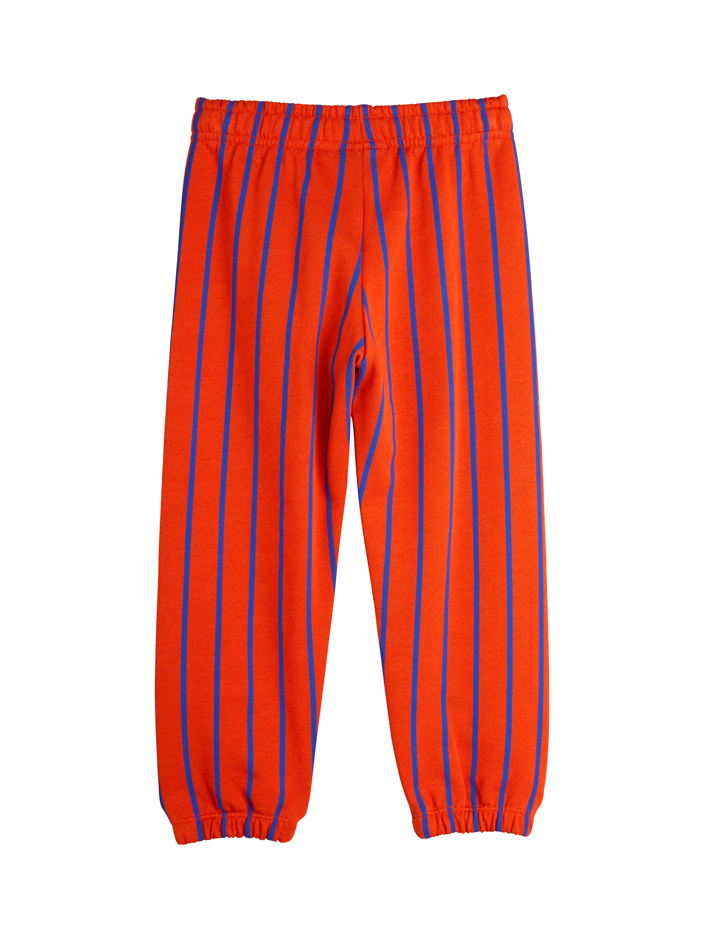 Product image 2 of 3, which shows Mini Rodini Kids' Organic Cotton Striped Joggers, Orange Stripe, 3-5 years