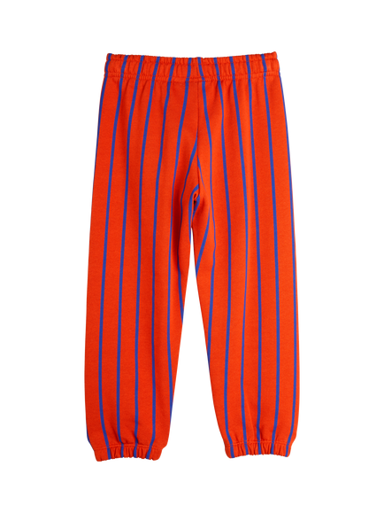 Mini Rodini Kids' Organic Cotton Striped Joggers, Orange Stripe - view 2, Orange Stripe