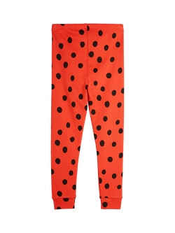Mini Rodini Kids' Organic Cotton Cuffed Leggings, Polka Dot Red - view 2, Polka Dot Red