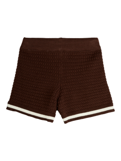 Mini Rodini Kids' Organic Cotton Crochet Knitted Shorts, Brown - view 2, Brown