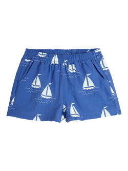Mini Rodini Kids' Organic Cotton Shorts, Sailing Boats Blue, Sailing Boats Blue