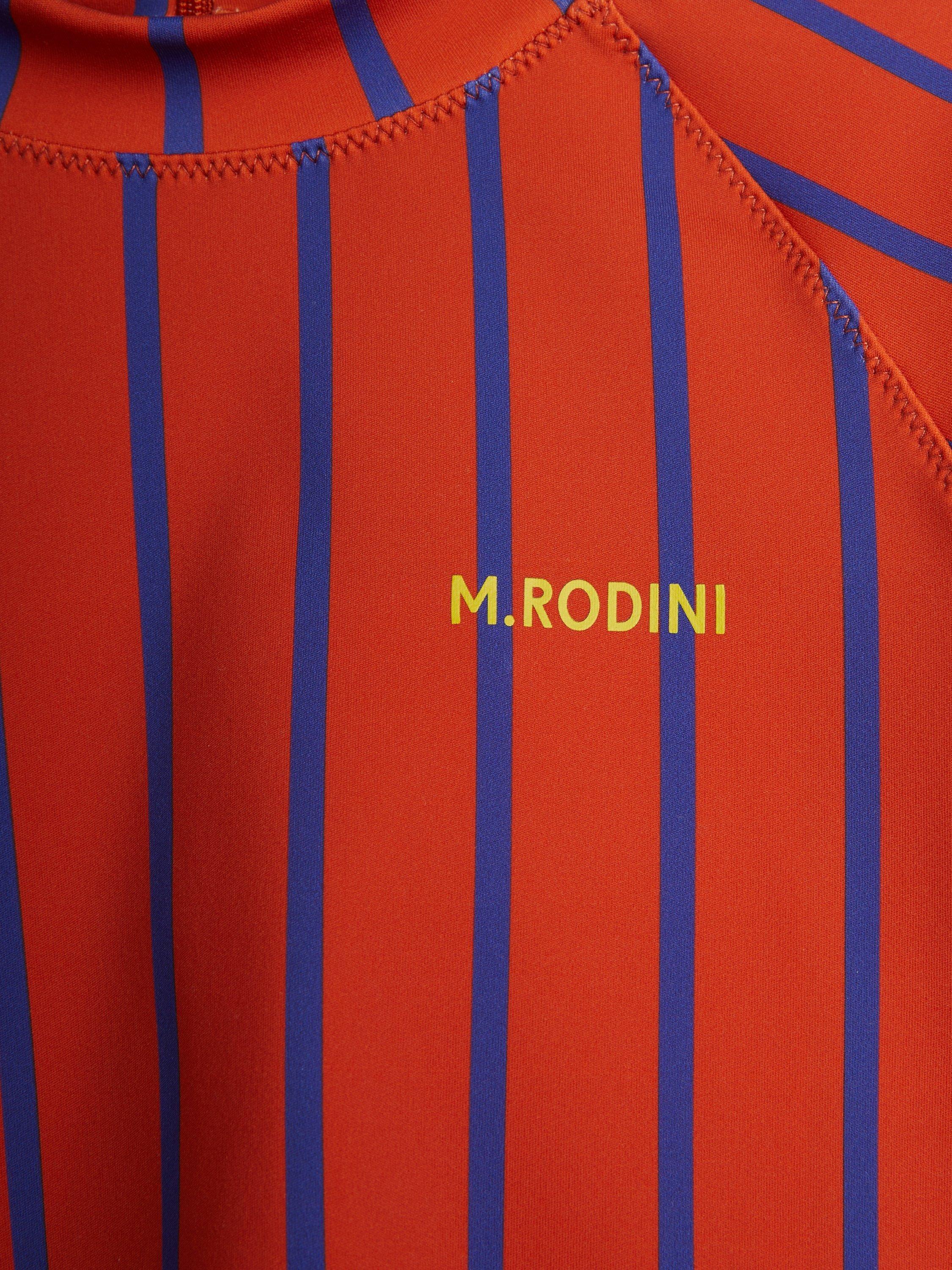 Product image 3 of 3, which shows Mini Rodini Kids' Long Sleeve UV Swim Top, Red Stripe, 18-36 months