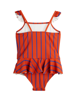 Mini Rodini Kids' Skirted UV Swimsuit, Red Stripe - view 2, Red Stripe