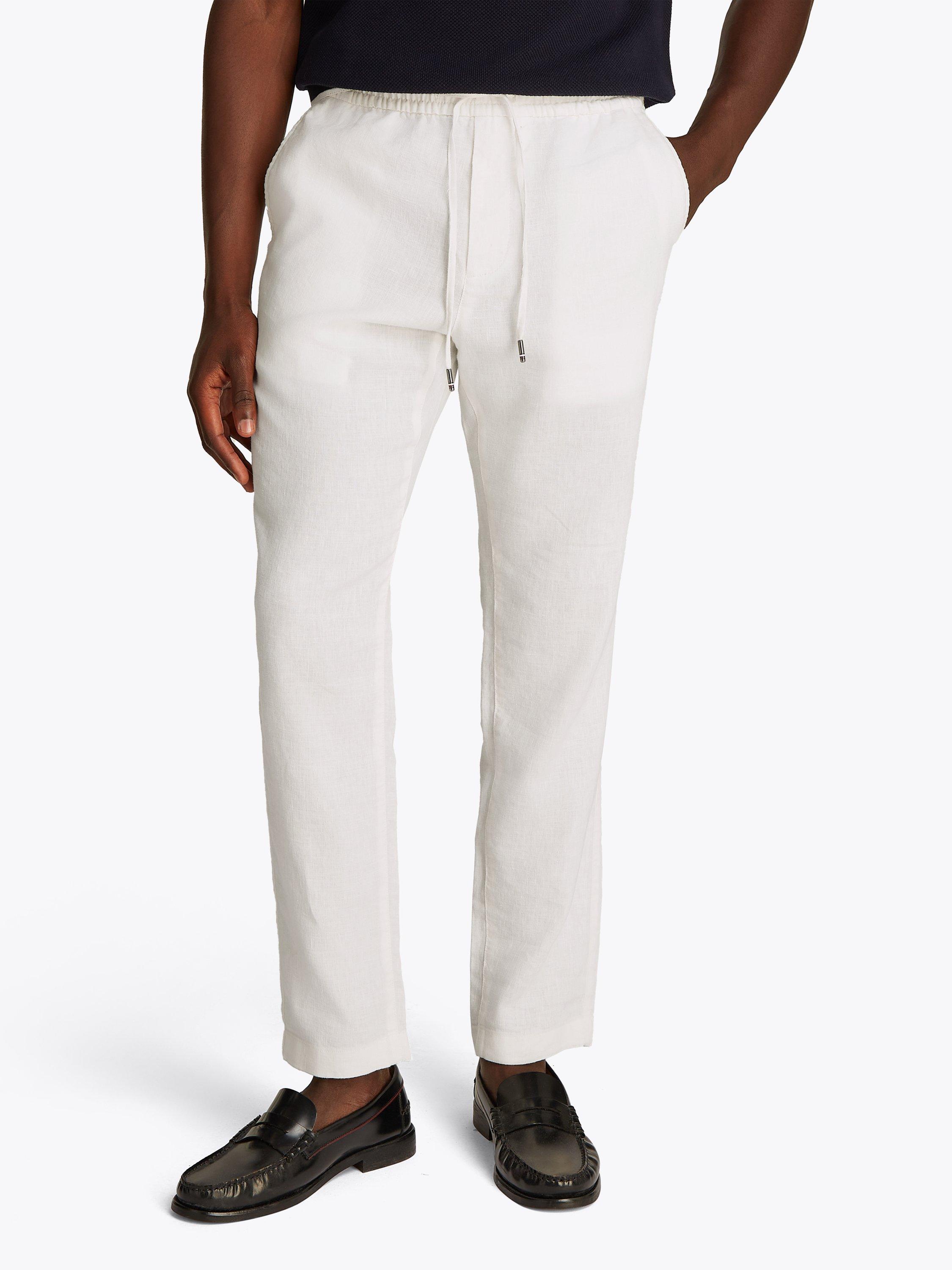 Product image 1 of 8, which shows Tommy Hilfiger Harlem Linen Blend Trousers, White, 32S