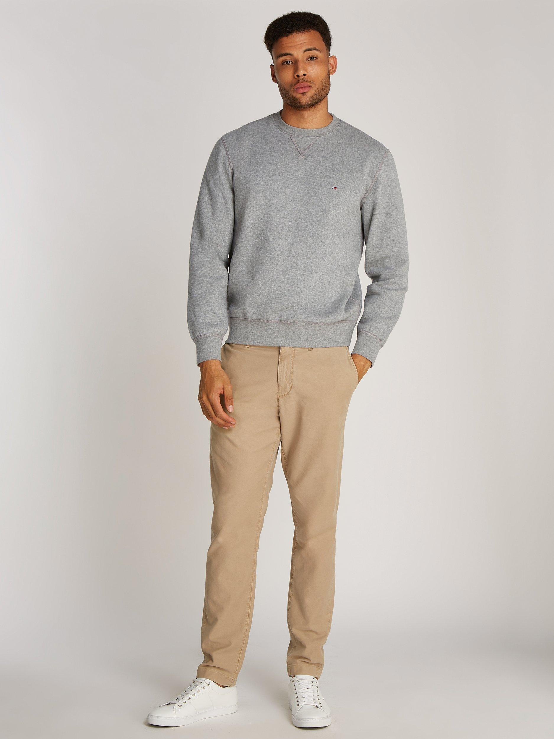 Product image 3 of 6, which shows Tommy Hilfiger Cotton Blend Essential Fleece Sweatshirt, Medium Grey Heather, S