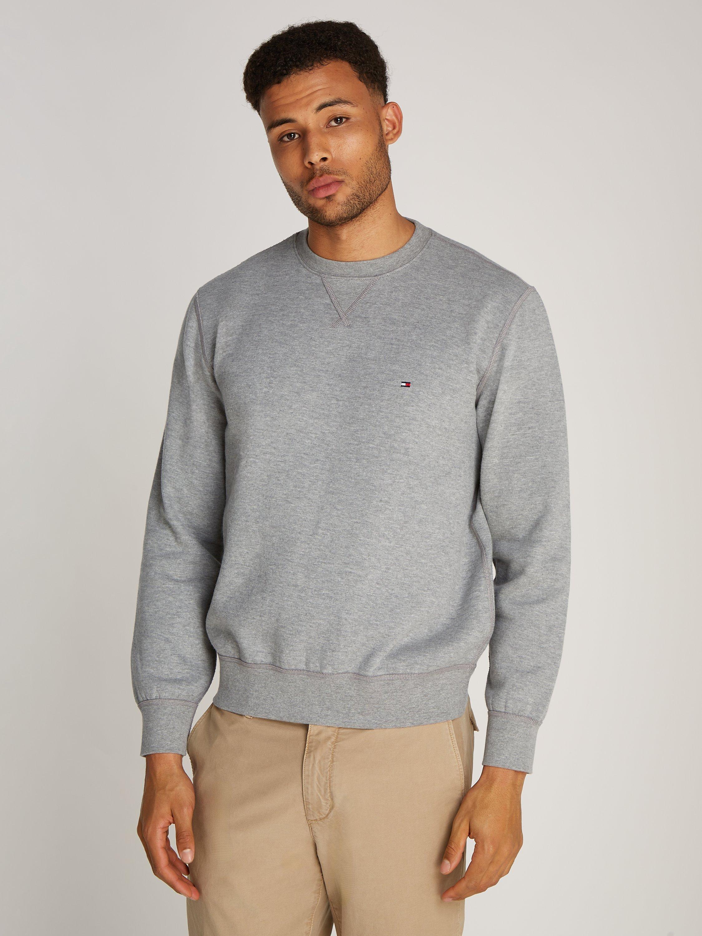 Product image 1 of 6, which shows Tommy Hilfiger Cotton Blend Essential Fleece Sweatshirt, Medium Grey Heather, S
