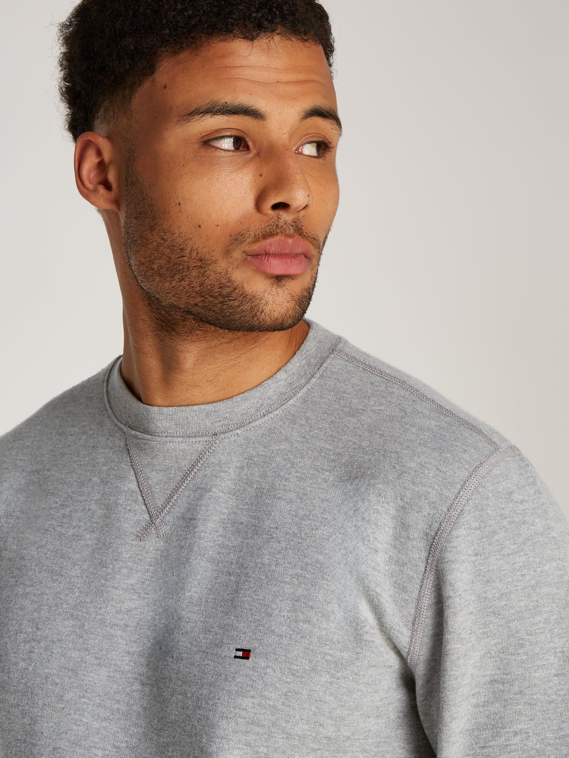 Product image 4 of 6, which shows Tommy Hilfiger Cotton Blend Essential Fleece Sweatshirt, Medium Grey Heather, S