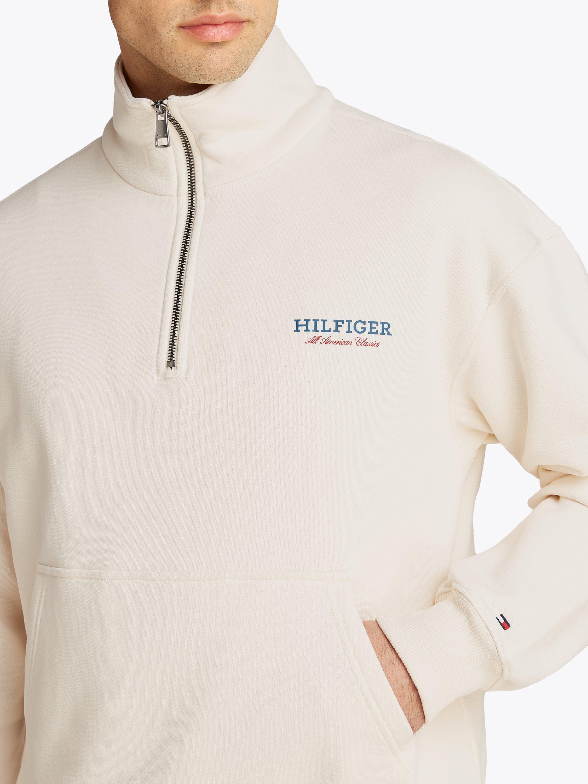 Product image 4 of 6, which shows Tommy Hilfiger Monotype Quarter Zip Sweatshirt, Ivory Petal, M
