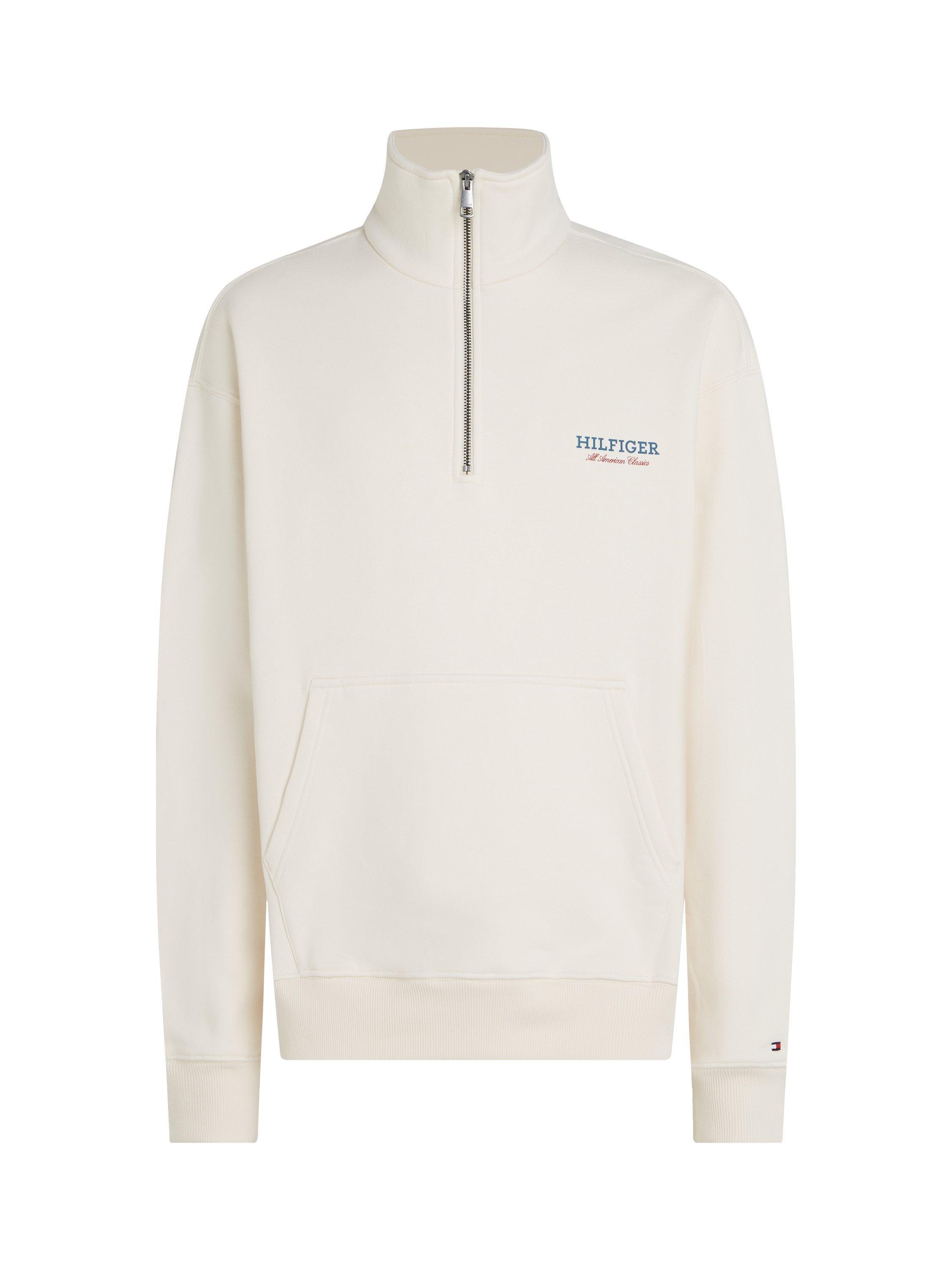 Product image 5 of 6, which shows Tommy Hilfiger Monotype Quarter Zip Sweatshirt, Ivory Petal, M