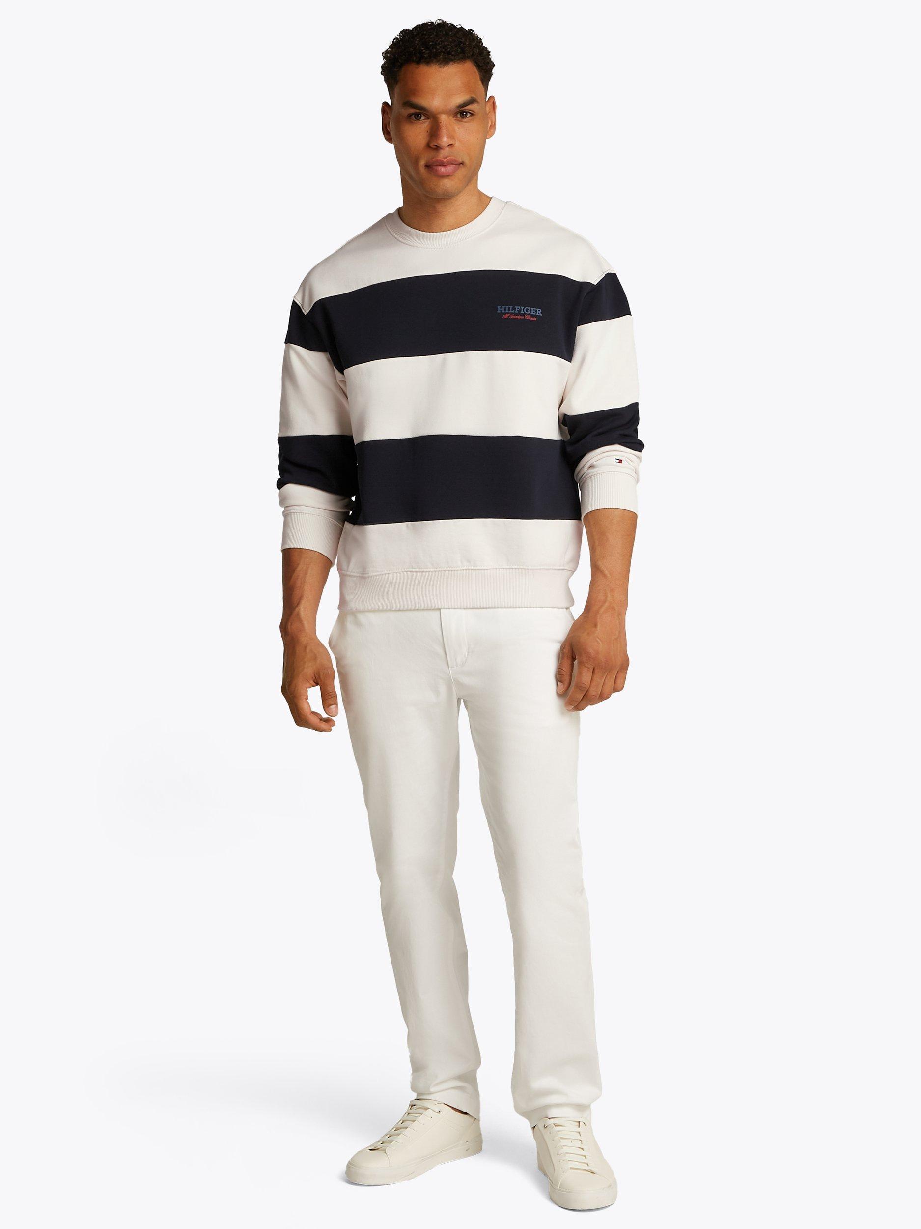 Product image 2 of 6, which shows Tommy Hilfiger Cotton Monotype Stripe Sweatshirt, Desert Sky/Ivory Petal, S