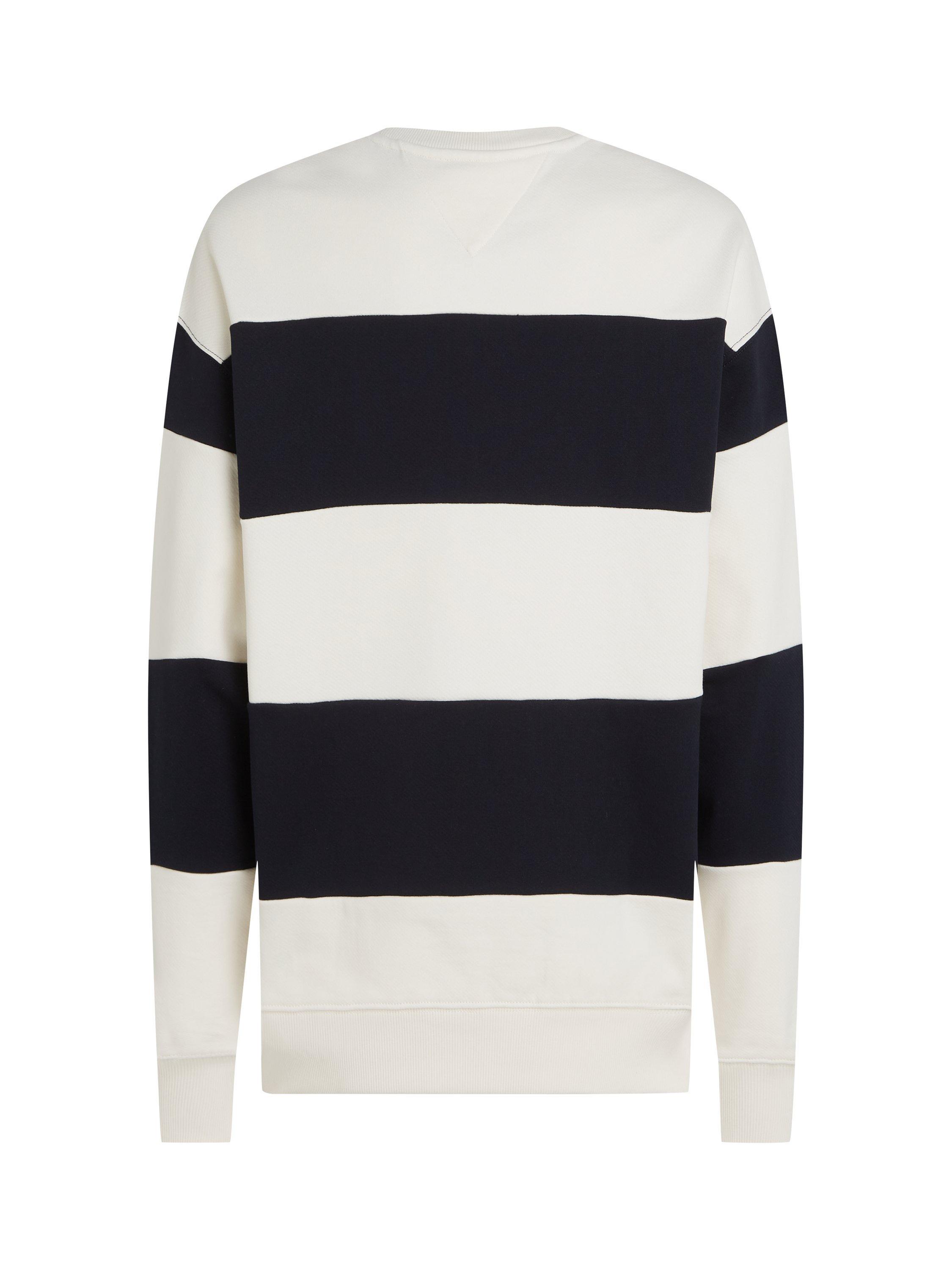 Product image 6 of 6, which shows Tommy Hilfiger Cotton Monotype Stripe Sweatshirt, Desert Sky/Ivory Petal, S