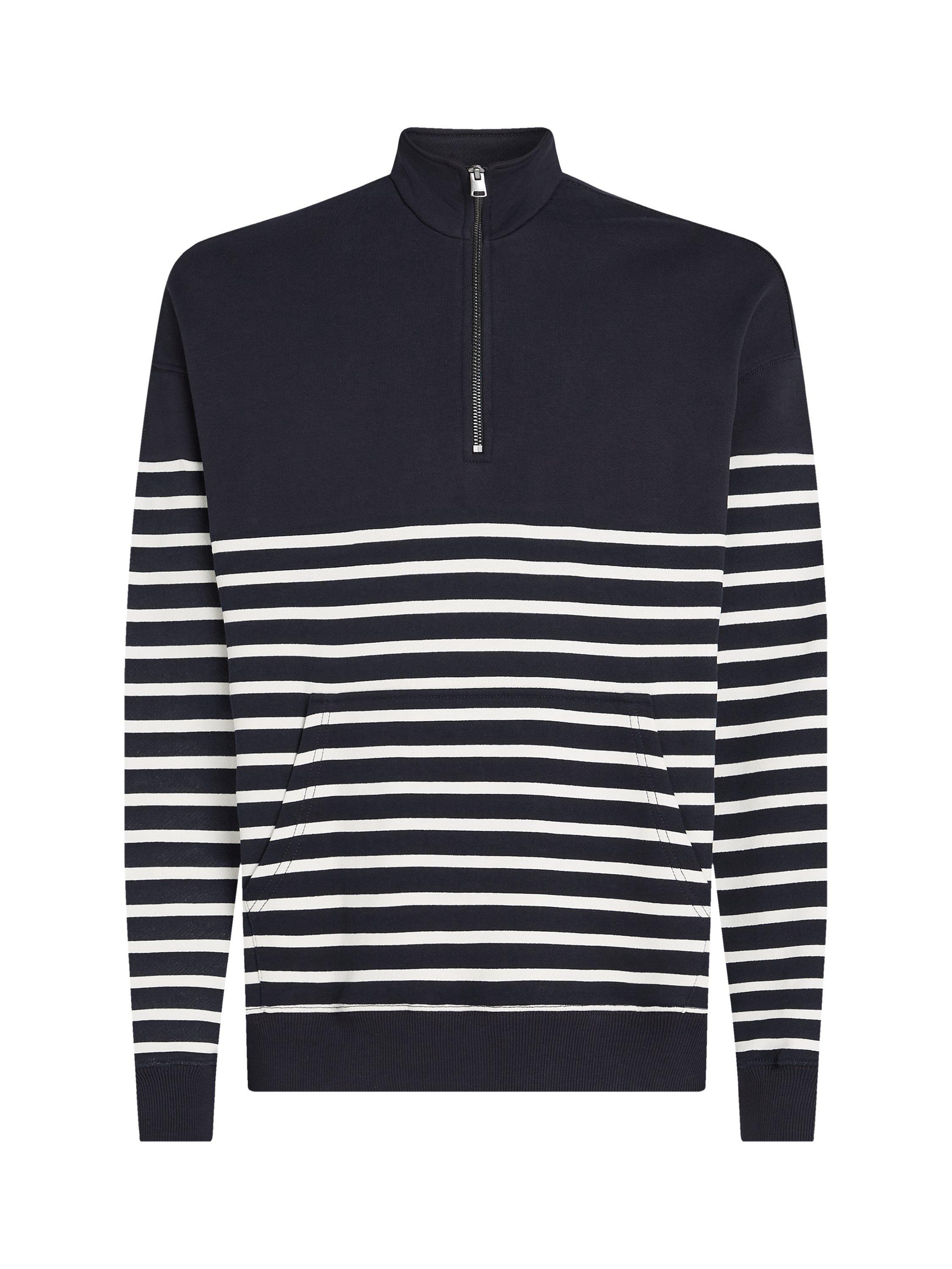 Product image 6 of 9, which shows Tommy Hilfiger Quarter-Zip Striped Jumper, Desert Sky/Ivory Petal, M