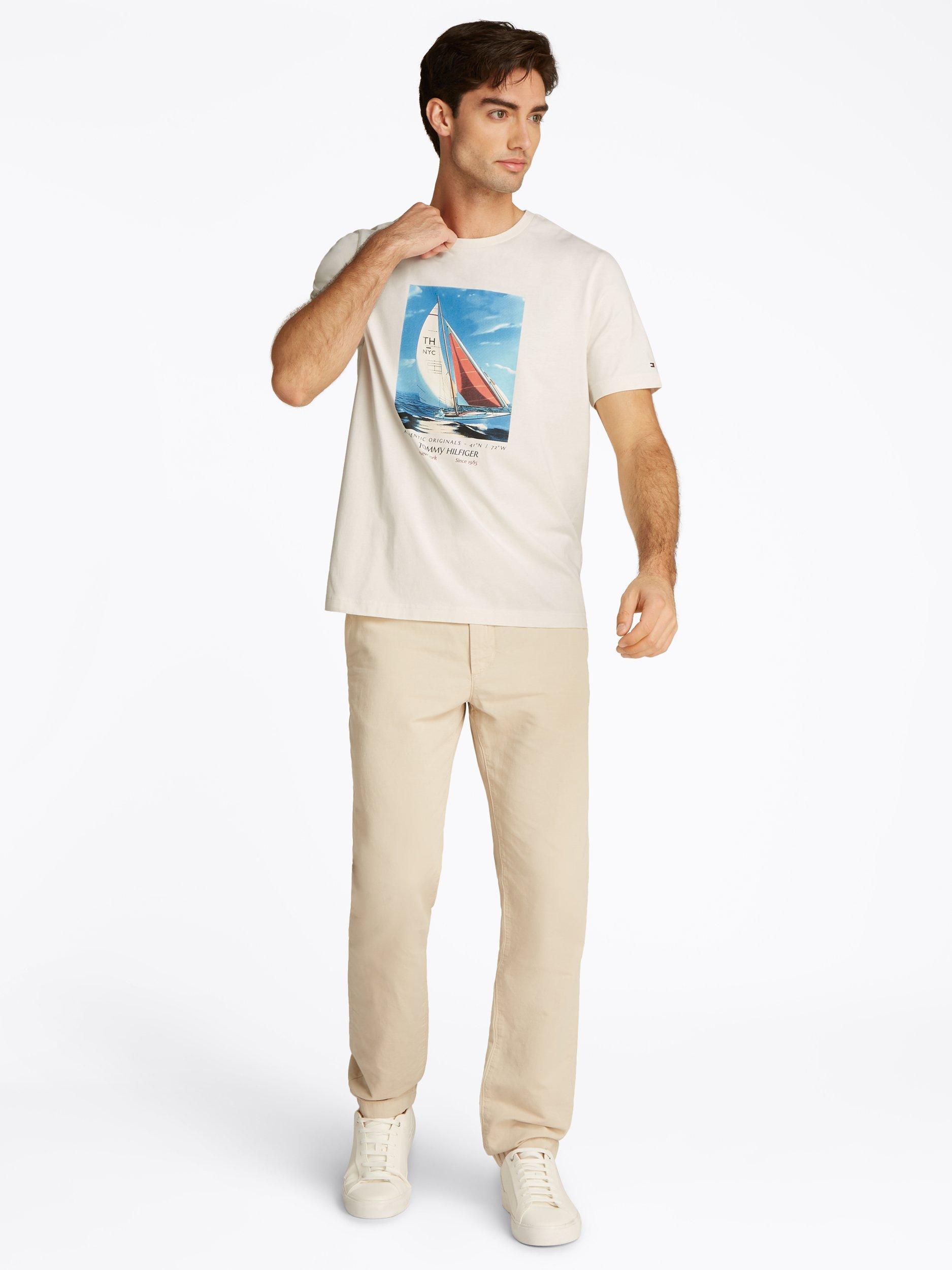 Product image 2 of 6, which shows Tommy Hilfiger Cotton Regular Fit Short Sleeve Graphic T-Shirt, Ivory Petal, S