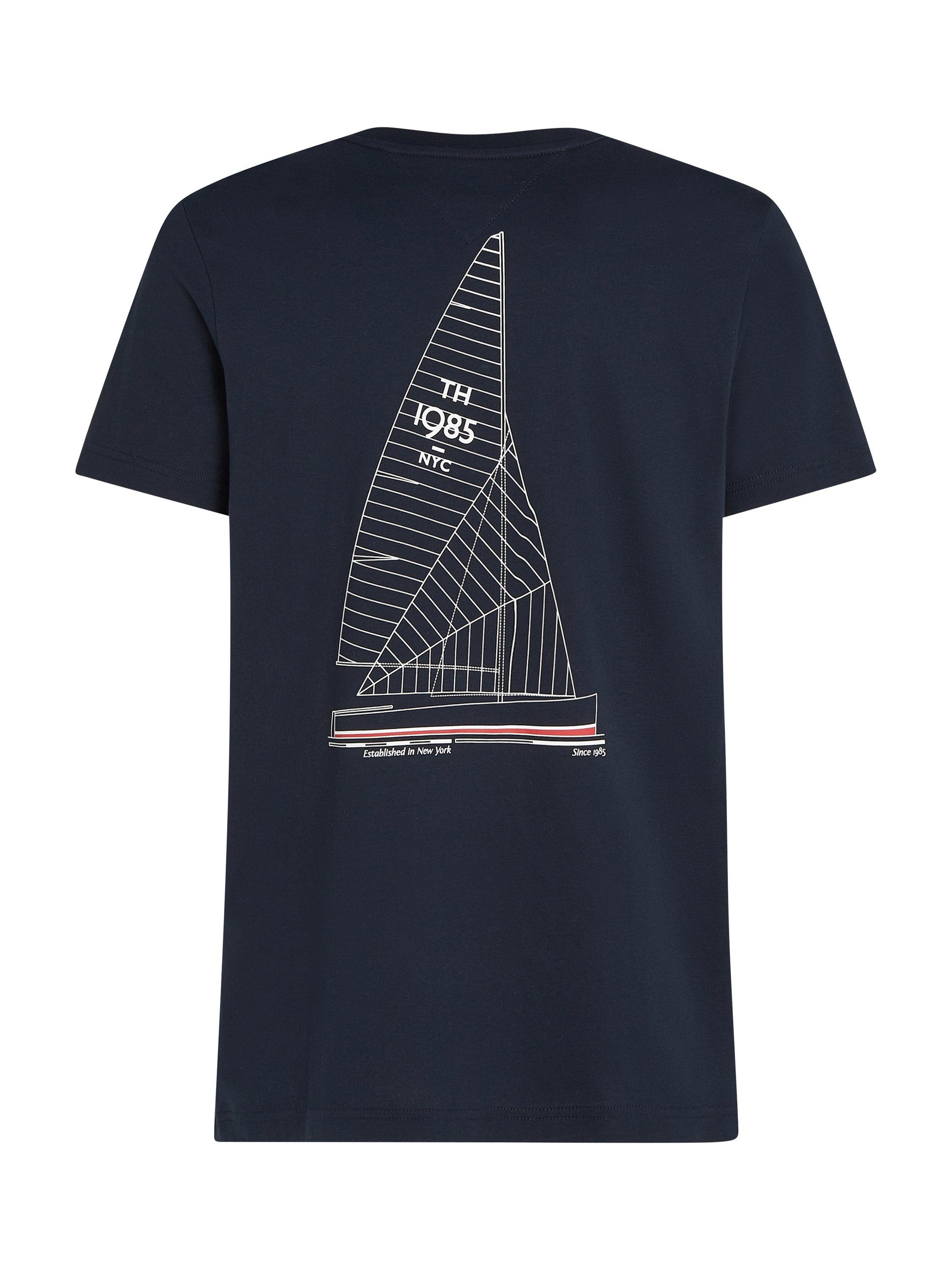 Product image 6 of 6, which shows Tommy Hilfiger Cotton Regular Fit Short Sleeve Back Graphic T-Shirt, Desert Sky, M