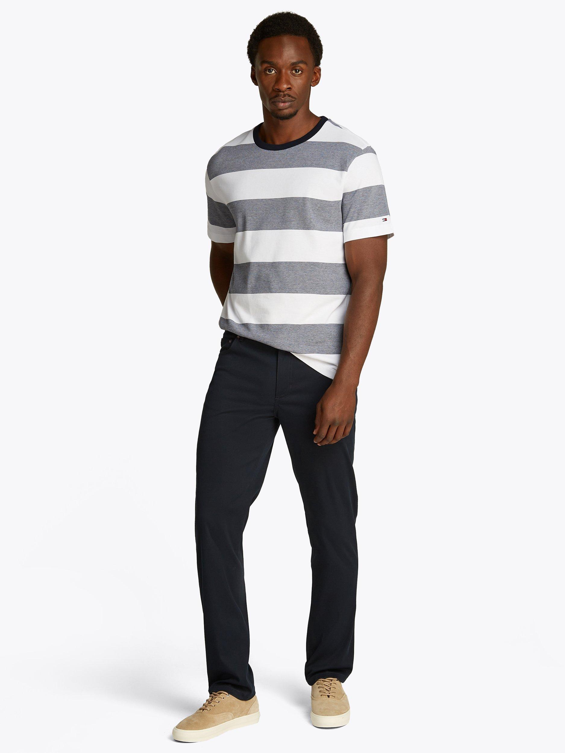 Product image 2 of 6, which shows Tommy Hilfiger Cotton Regular Fit Short Sleeve Stripe T-Shirt, White/Desert Sky, M