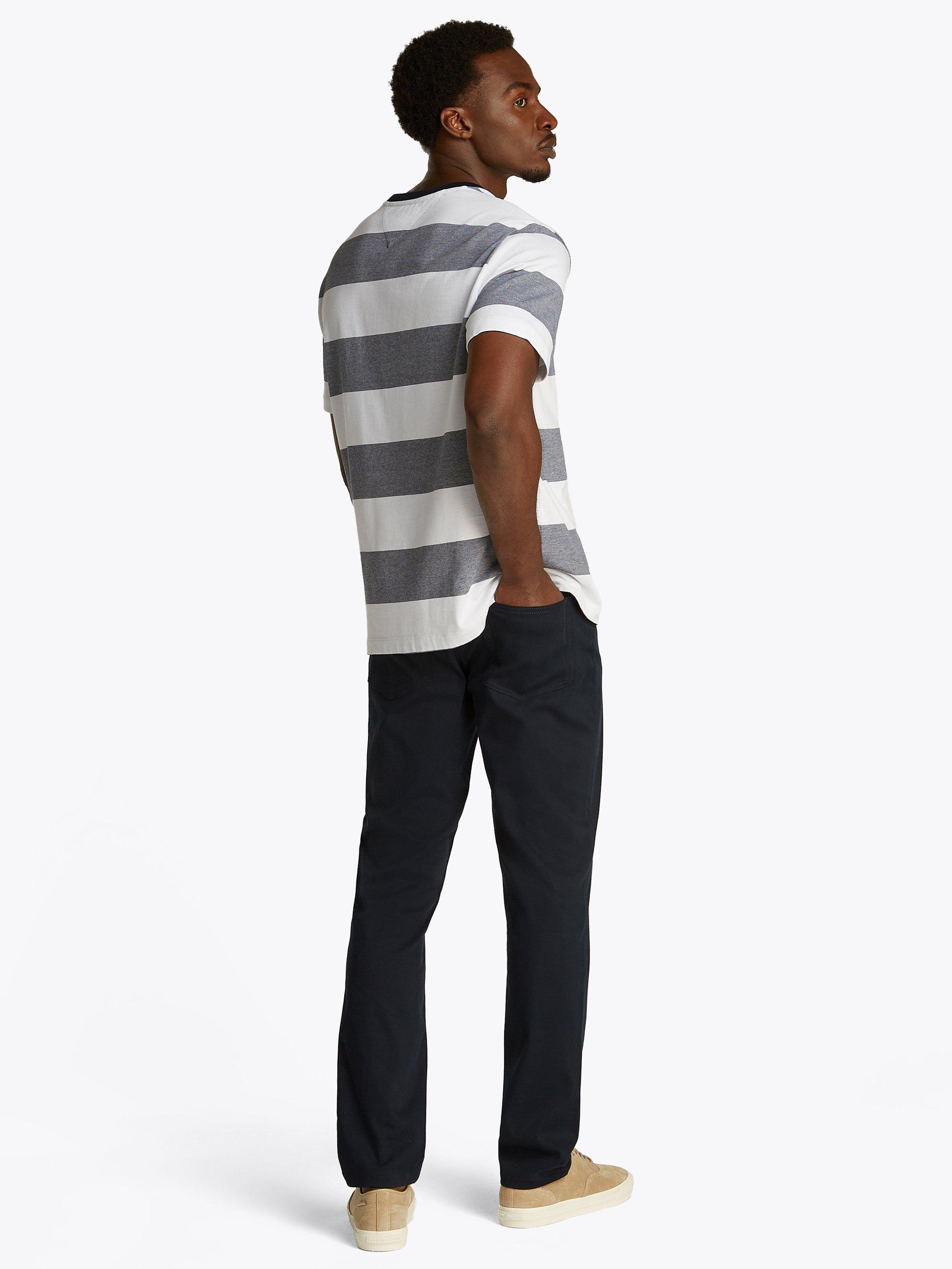 Product image 3 of 6, which shows Tommy Hilfiger Cotton Regular Fit Short Sleeve Stripe T-Shirt, White/Desert Sky, M