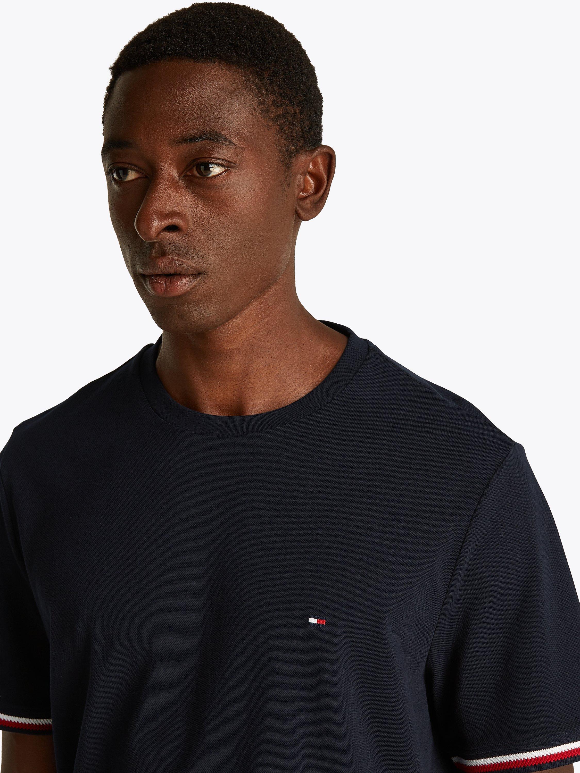 Product image 4 of 6, which shows Tommy Hilfiger Cotton Regular Fit Stripe Cut Off T-Shirt, Desert Sky, M