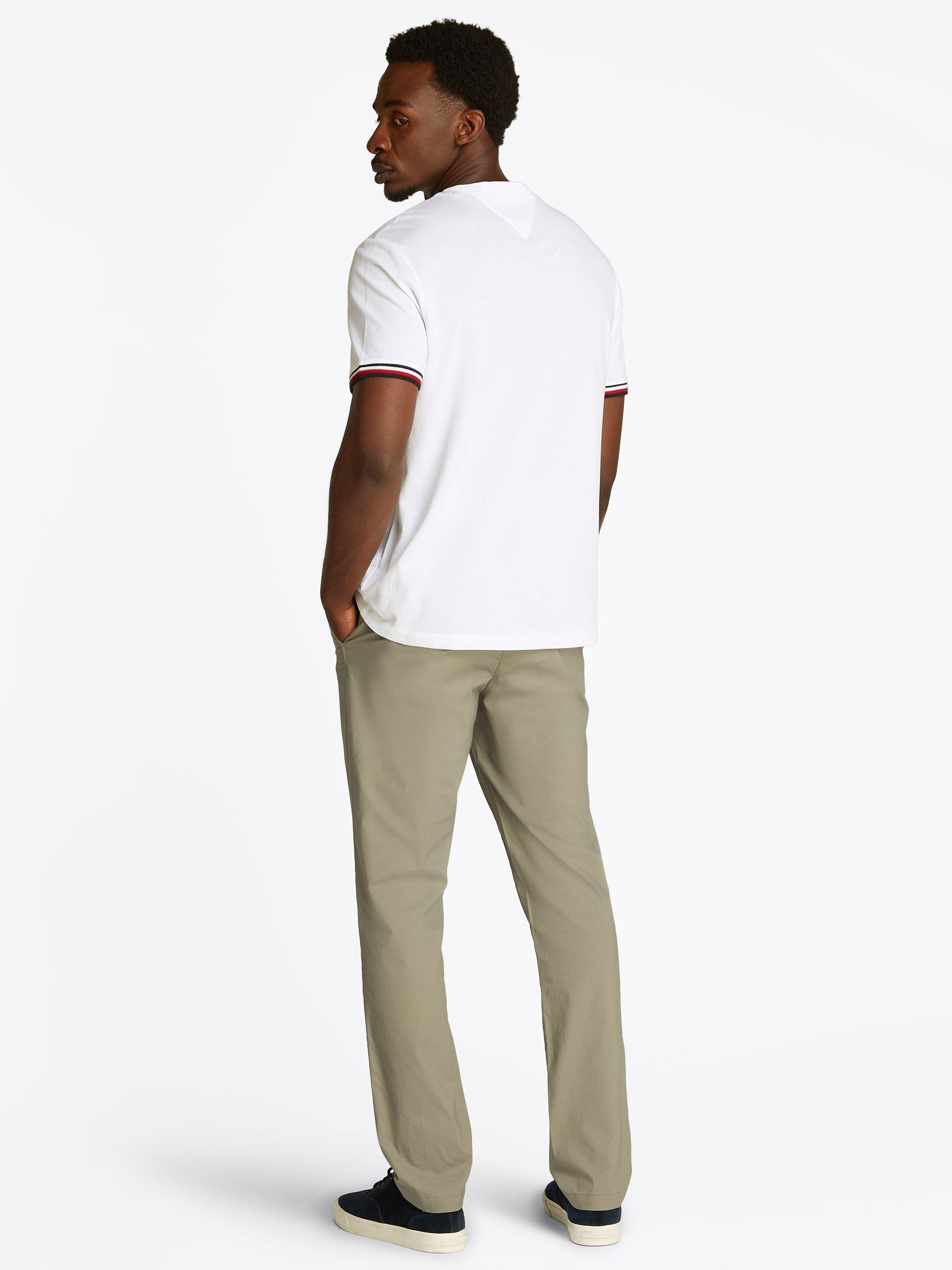 Product image 3 of 6, which shows Tommy Hilfiger Cotton Regular Fit Stripe Cut Off T-Shirt, White, S