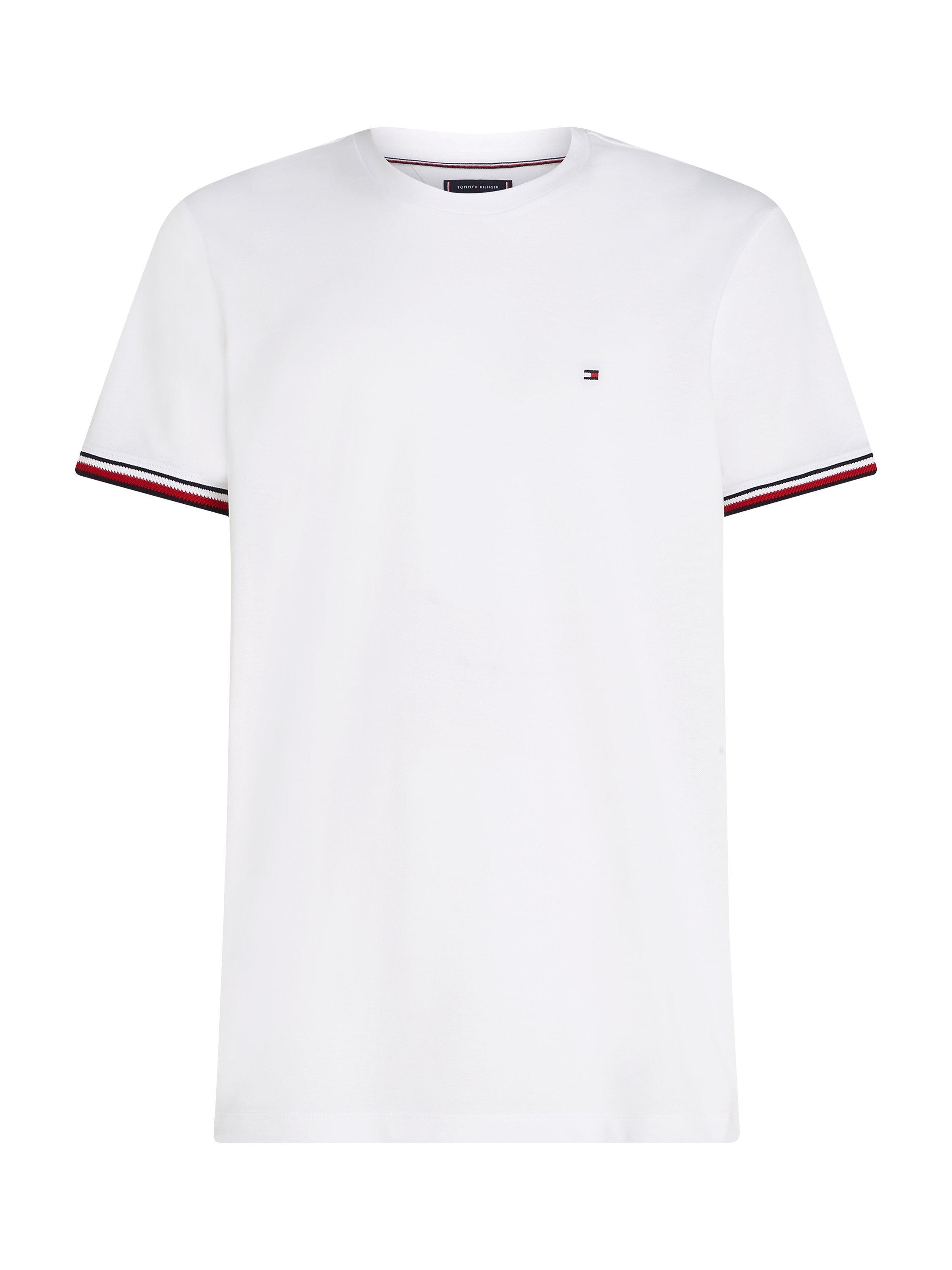 Product image 5 of 6, which shows Tommy Hilfiger Cotton Regular Fit Stripe Cut Off T-Shirt, White, S