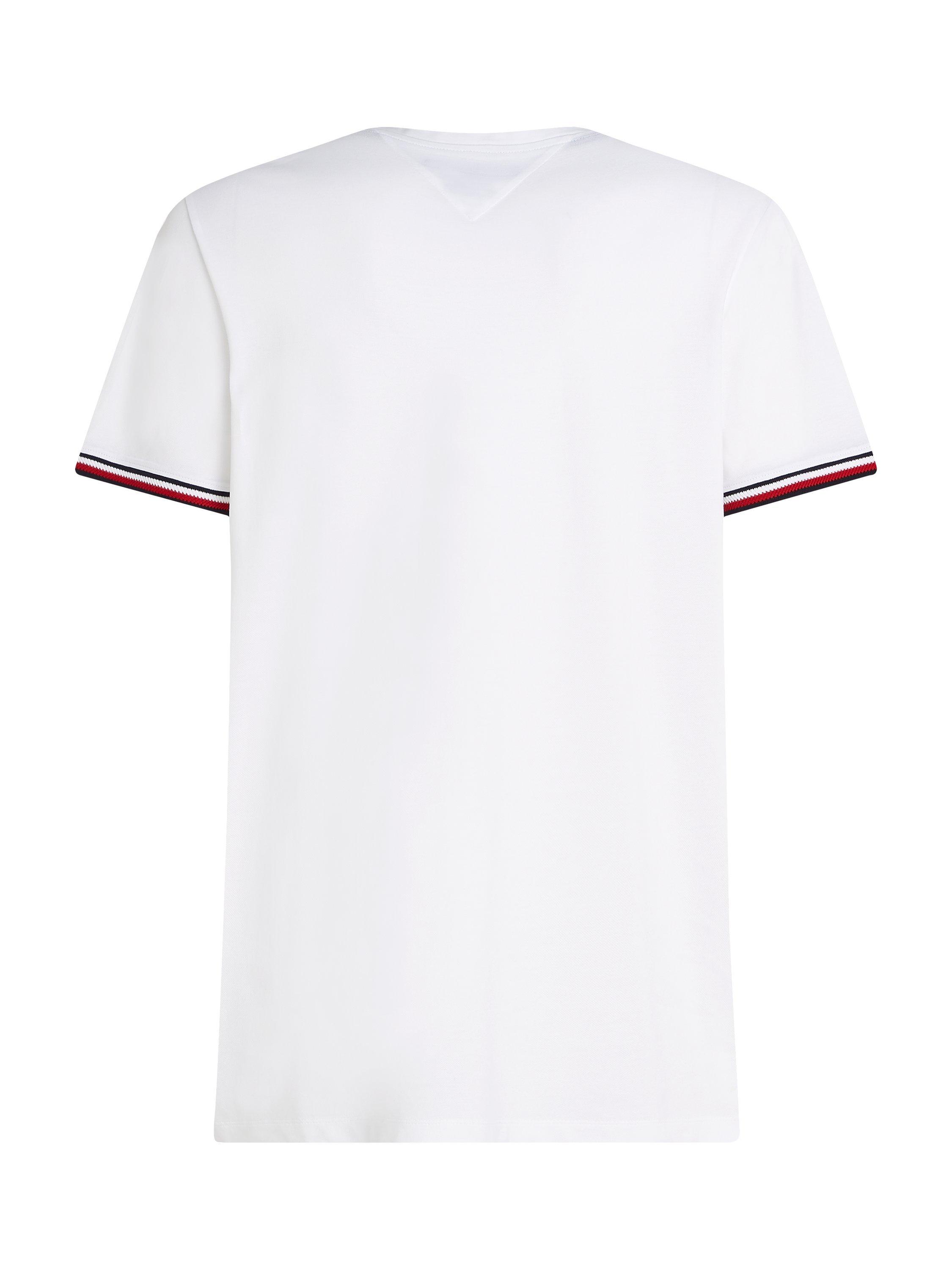 Product image 6 of 6, which shows Tommy Hilfiger Cotton Regular Fit Stripe Cut Off T-Shirt, White, S