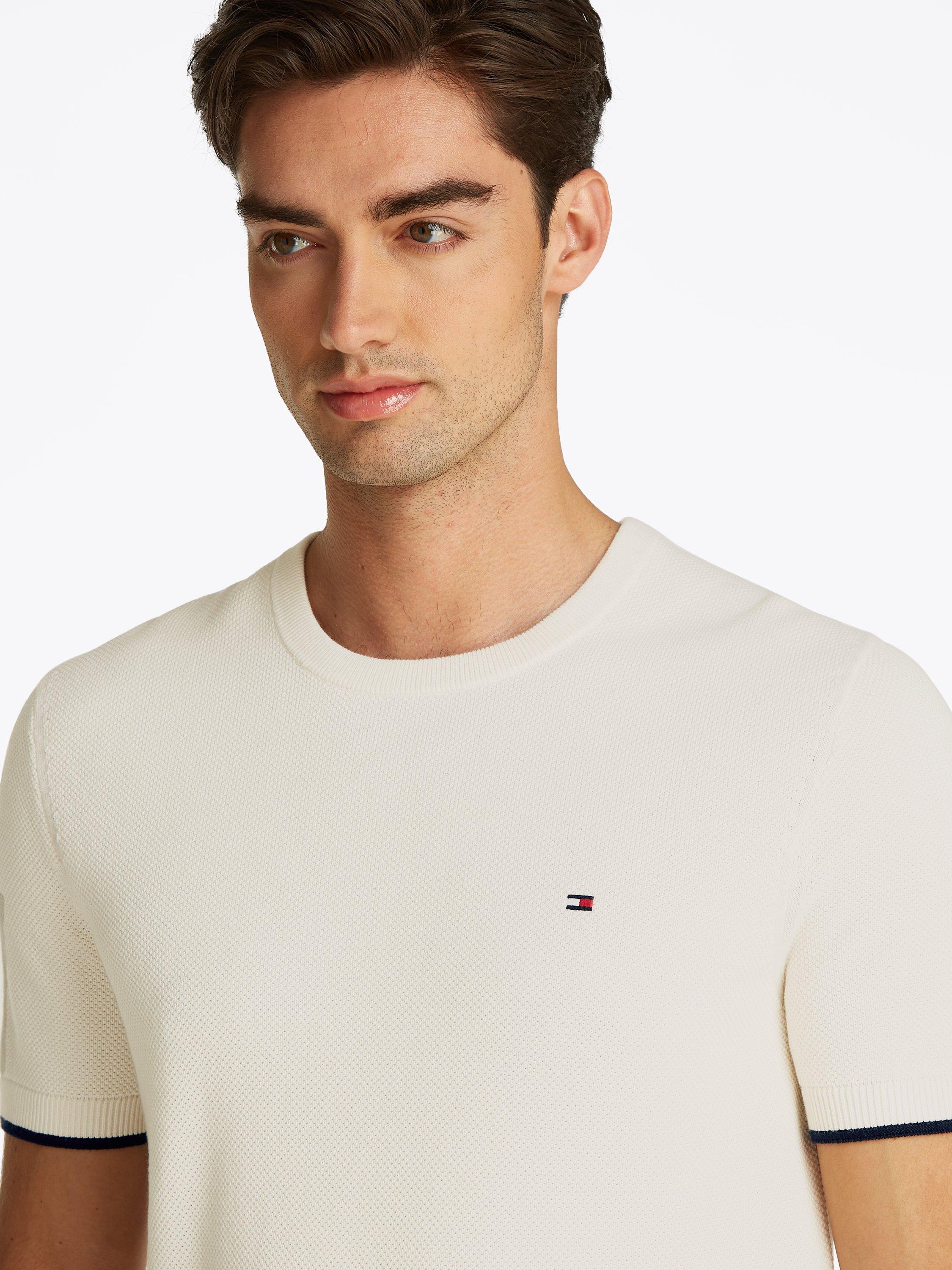 Product image 4 of 6, which shows Tommy Hilfiger Cotton Regular Fit Long Sleeve Knitted T-Shirt, Ivory Petal, L