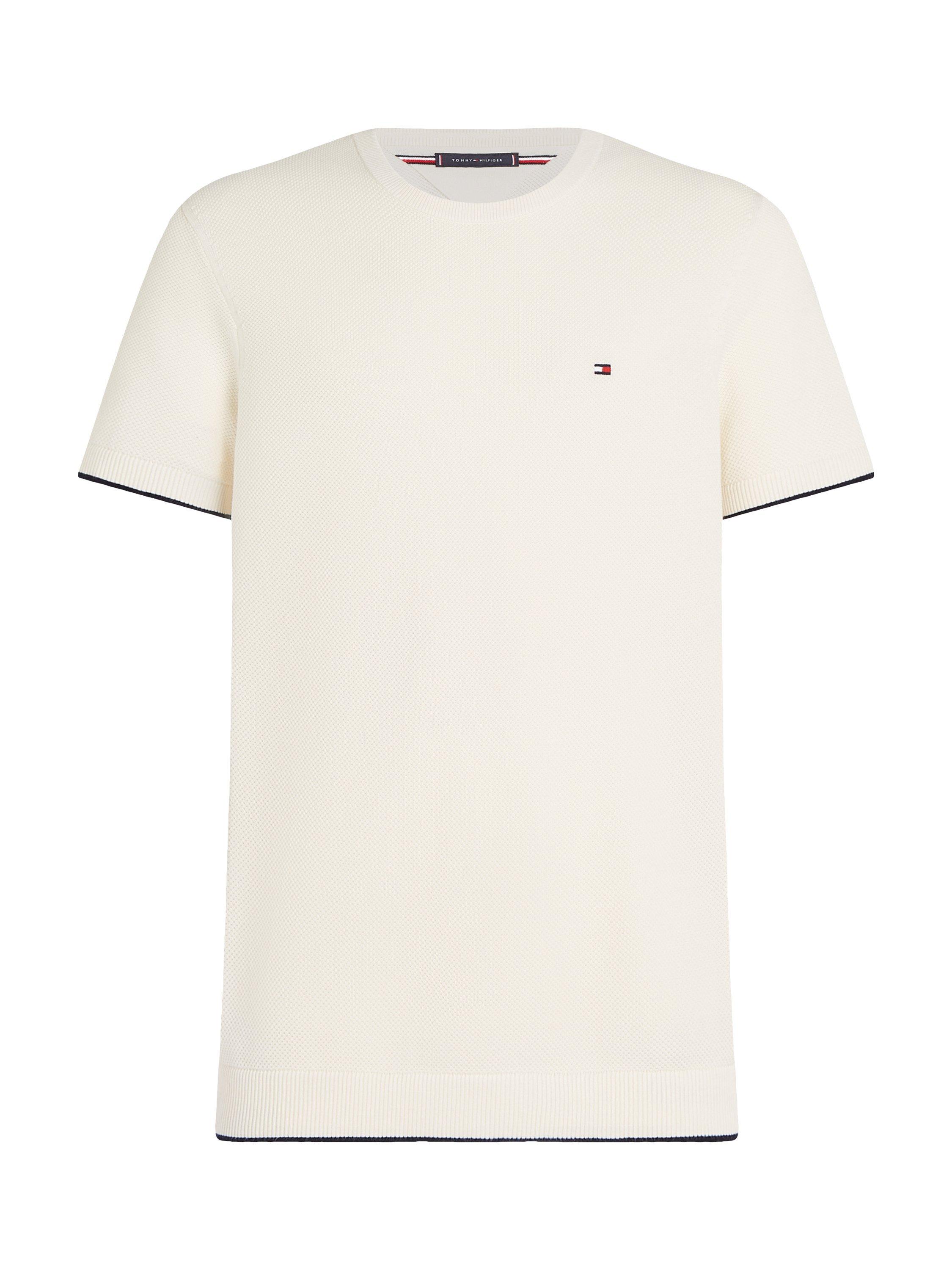 Product image 5 of 6, which shows Tommy Hilfiger Cotton Regular Fit Long Sleeve Knitted T-Shirt, Ivory Petal, L
