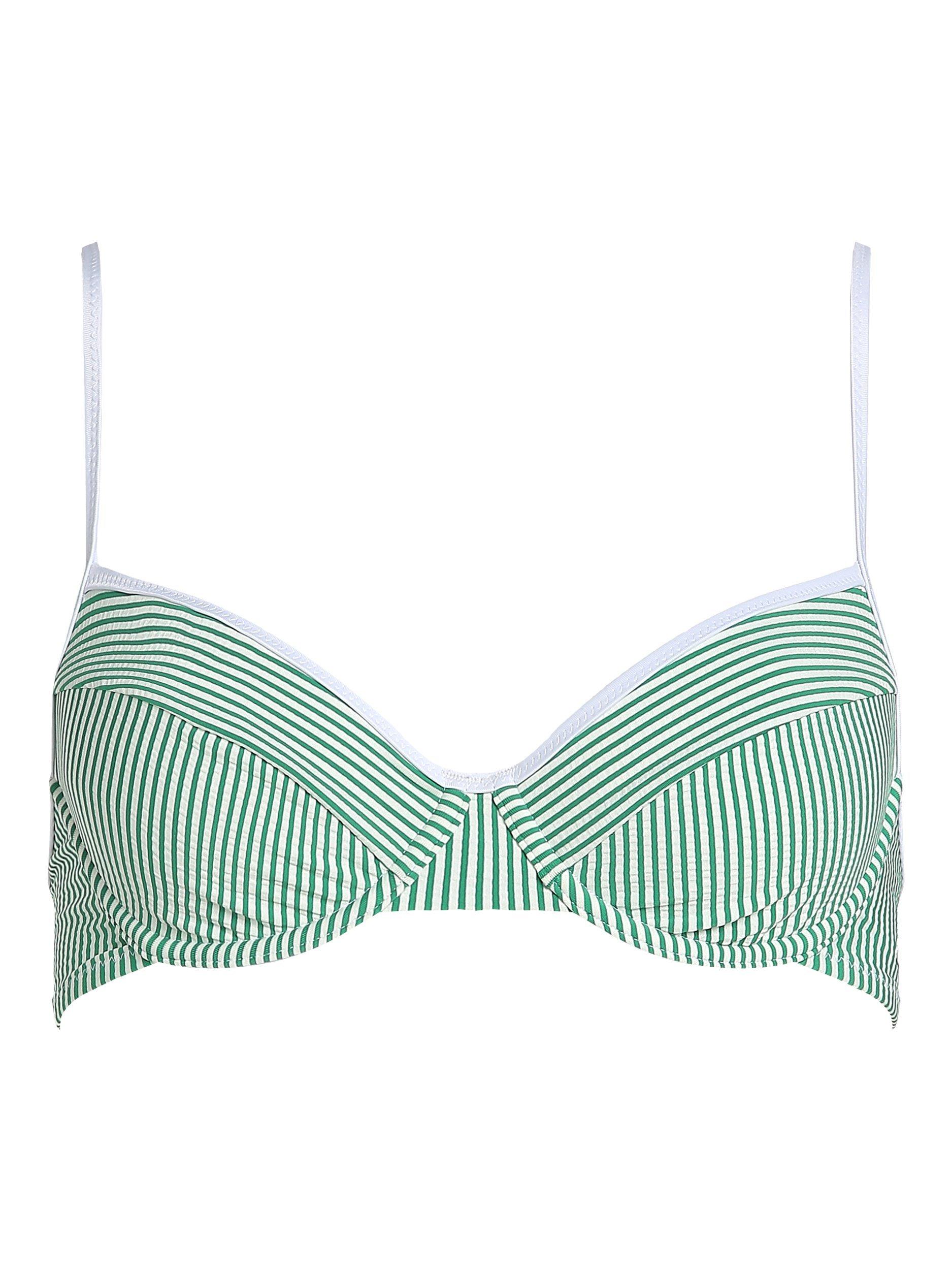 Product image 4 of 4, which shows Tommy Hilfiger Demi Cup Bikini Top, Radiant Green/ White, 34A