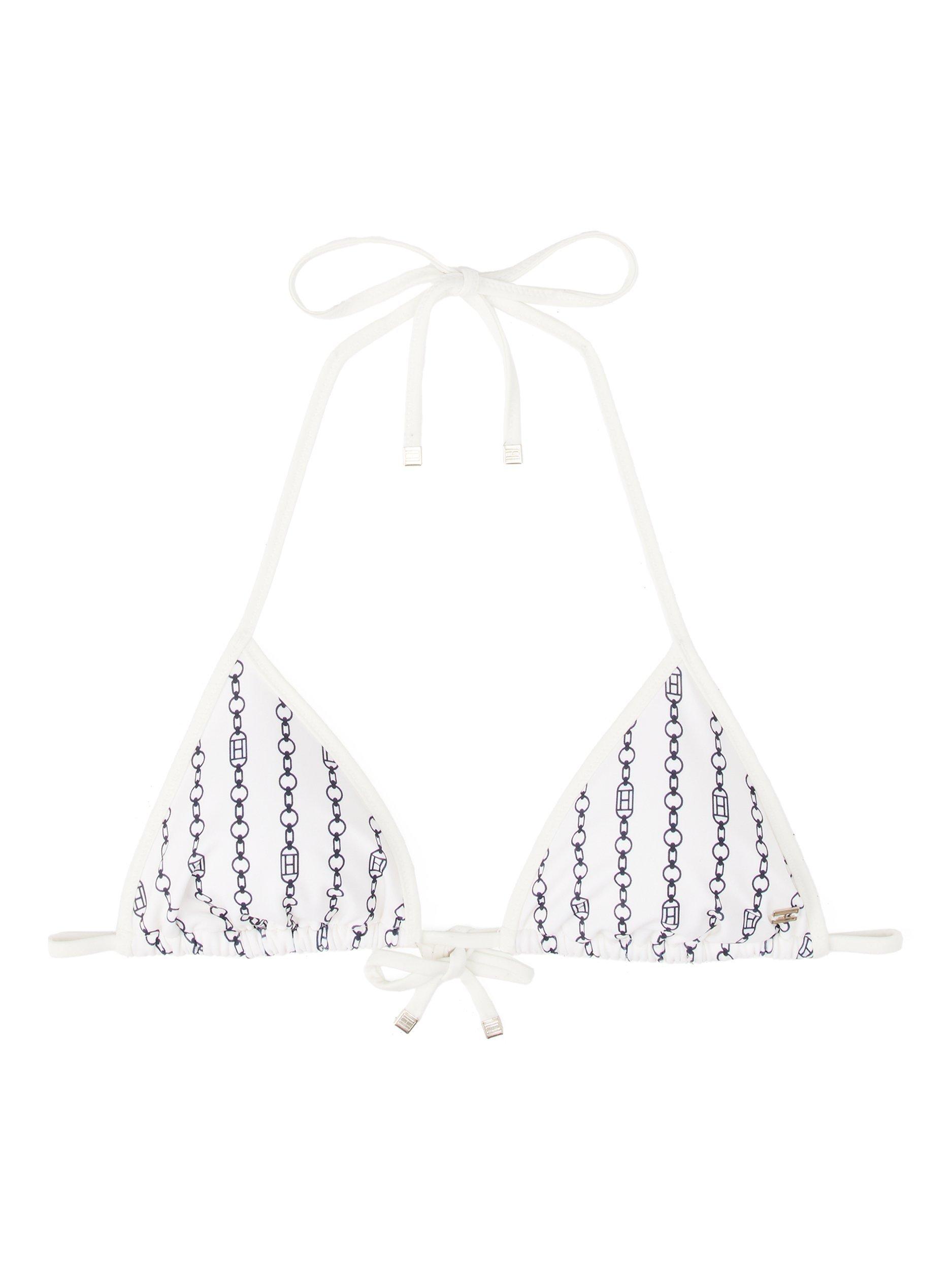 Product image 5 of 6, which shows Tommy Hilfiger Print Triangle Bikini Top, Ivory/Multi, XS