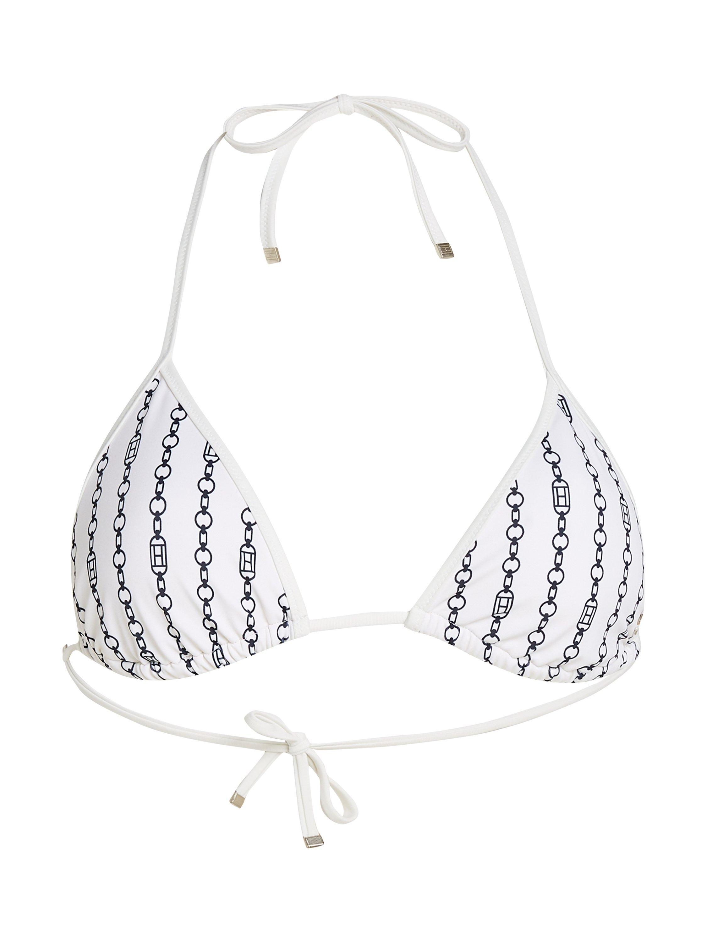 Product image 6 of 6, which shows Tommy Hilfiger Print Triangle Bikini Top, Ivory/Multi, XS