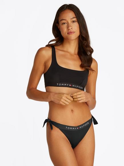 Tommy Hilfiger Logo Band Side Tie Cheeky Bikini Bottoms, Black - view 2, Black