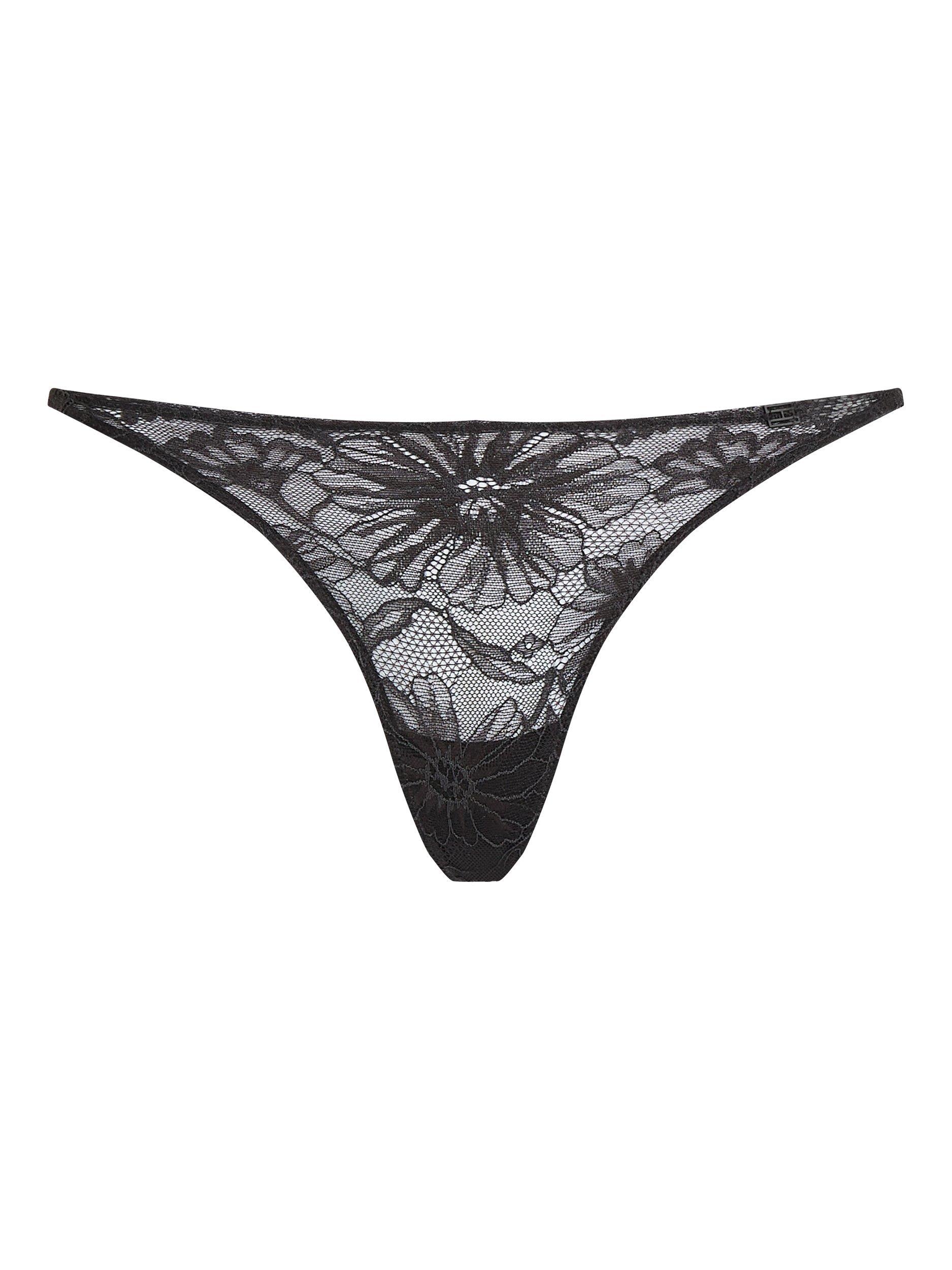 Product image 4 of 4, which shows Tommy Hilfiger Lace Tanga Thong, Black, XS