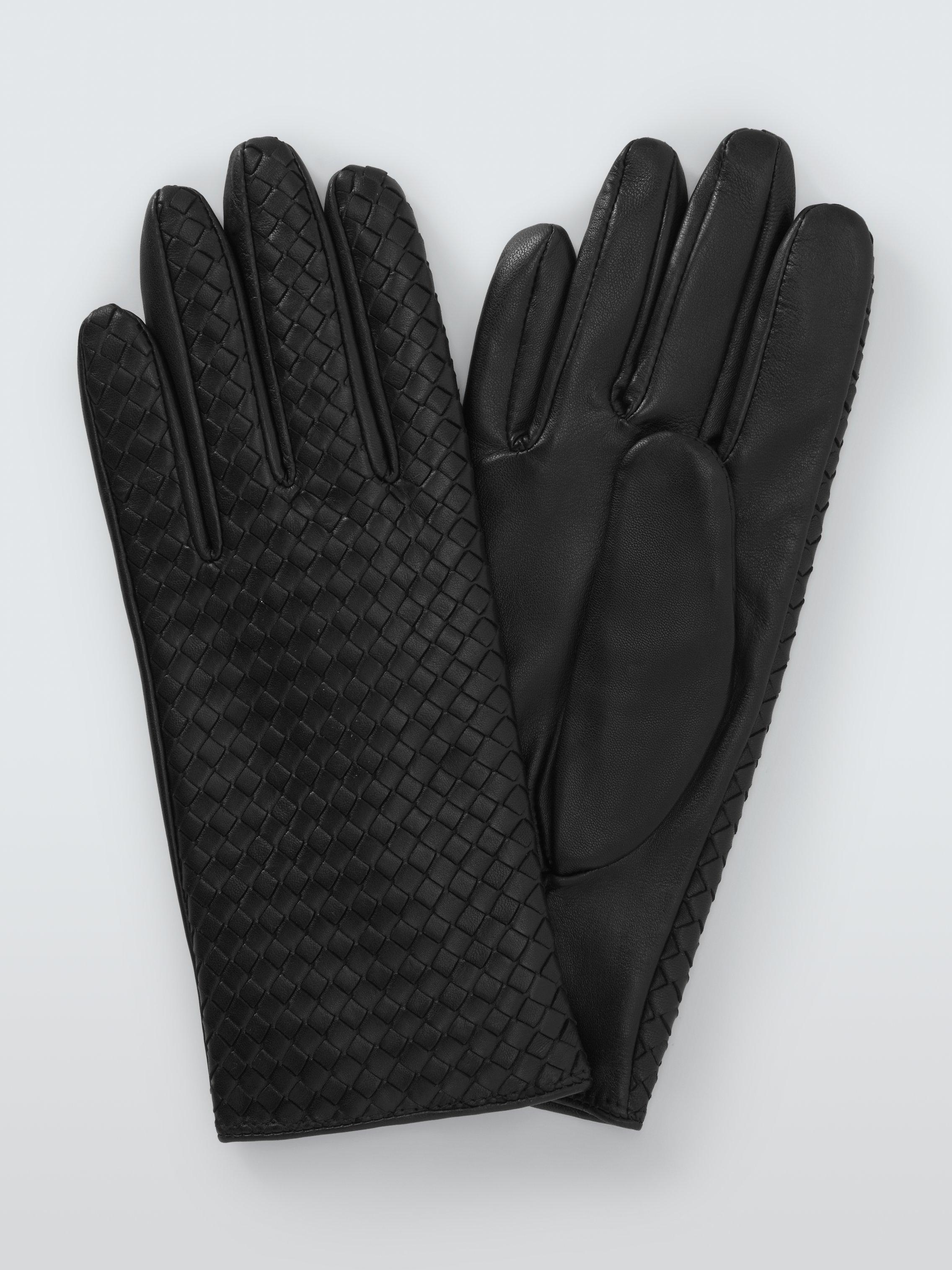 John Lewis Woven Leather Cashmere Lined Gloves