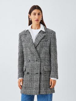 John Lewis Buttoned Wool Jacket, Check - view 2, Check