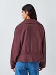 John Lewis Funnel Neck Short Water Repellent Parka Jacket, Burgundy