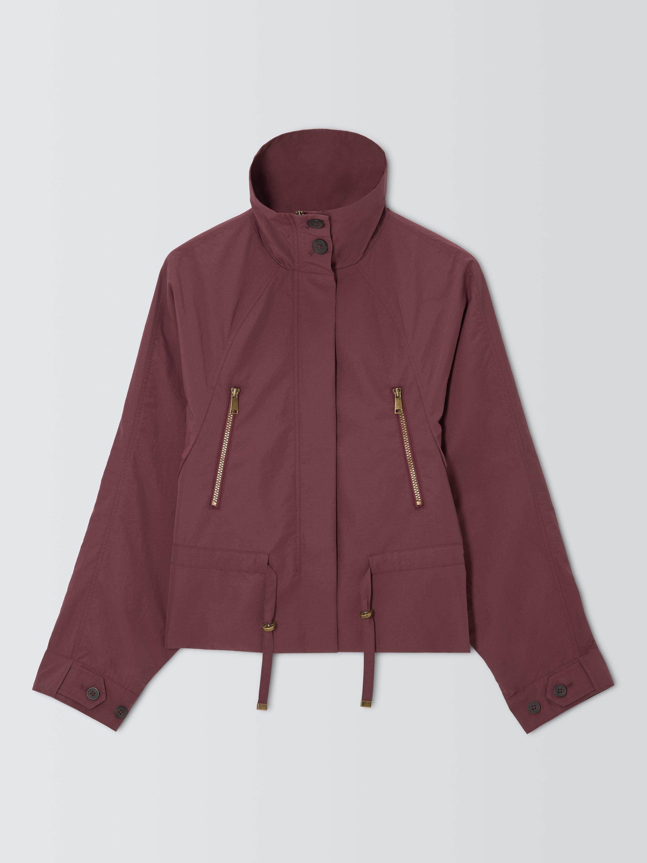 Product image 4 of 6, which shows John Lewis Short Funnel Neck Parka Jacket, Burgundy, 16